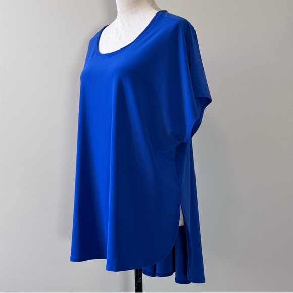 Cato Women’s 18/20W Royal Blue Tunic Top Side Slit Short Sleeve Casual Boss Lady - Picture 3 of 8